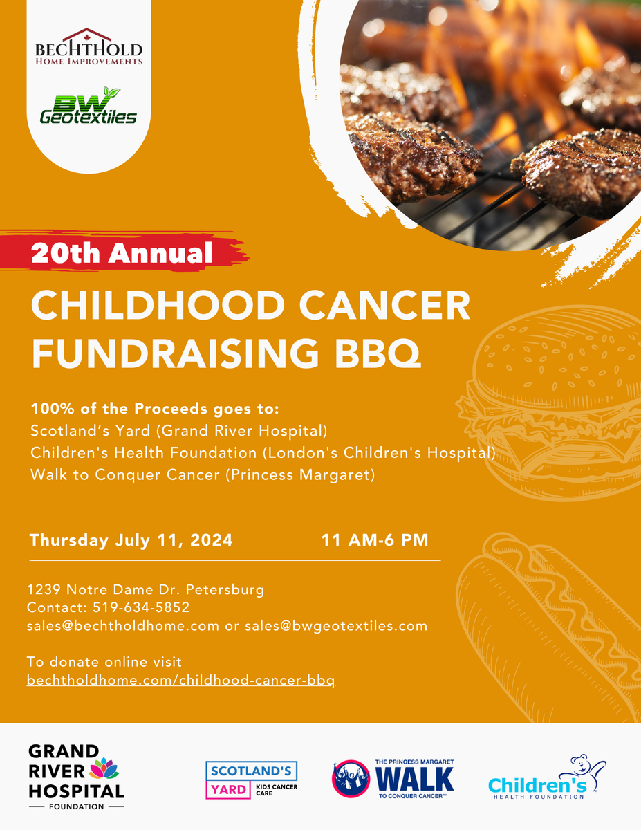 Bechthold's 20th Annual Childhood Cancer Fundraising Bbq – Grand River 