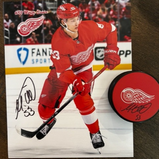Moritz Seider (#53) Signed Photo & Puck