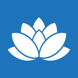 Image of A white lotus, the symbol for Grand River Hospital and Foundation, on a dark blue background, the colour for Grand River Kids.