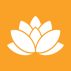 Image of A white lotus, the symbol for Grand River Hospital and Foundation, on an orange background, the colour for Continuum of Care.